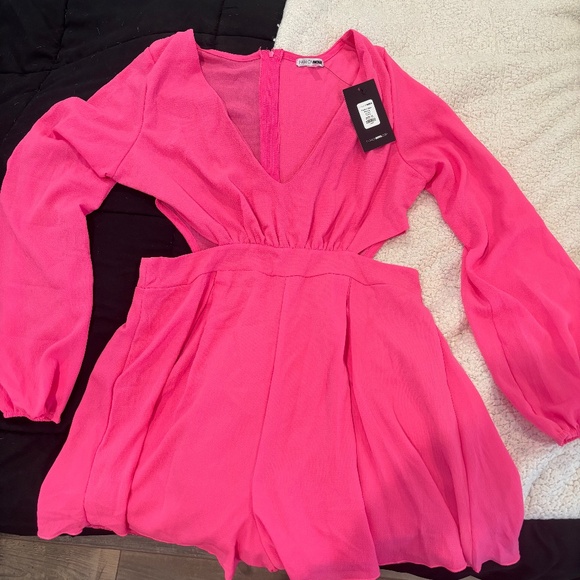 NWT- Hot Pink Fashion Nova Romper, with side cut outs - Picture 1 of 3